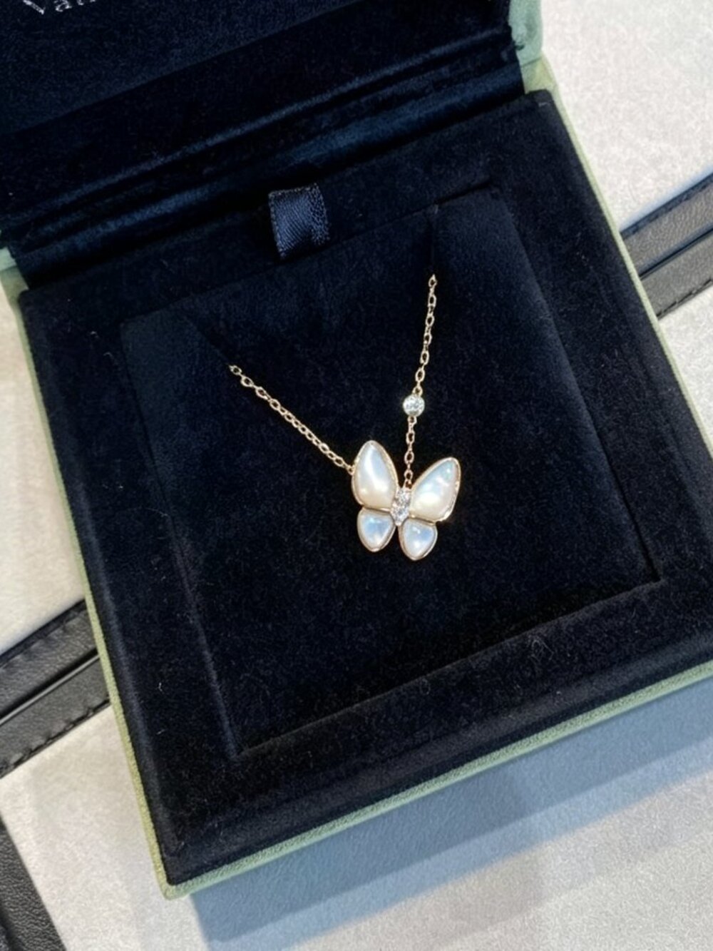 VCA Butterfly White Mother of Pearl Pendant Necklace